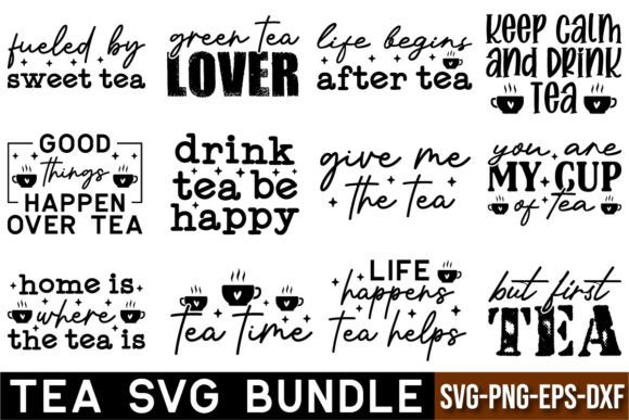 12 Tea SVG Bundle for Crafts and Graphics