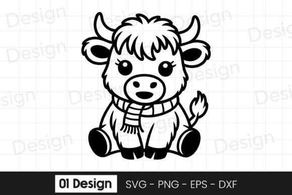 Baby Cow with Scarf Cartoon SVG PNG for Graphics and Crafts