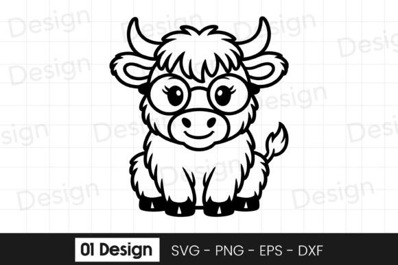 Cute Baby Cow with Glasses Graphics for Crafts