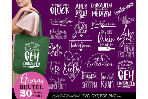German Tote Bag Quotes SVG Bundle for Crafts and Graphics