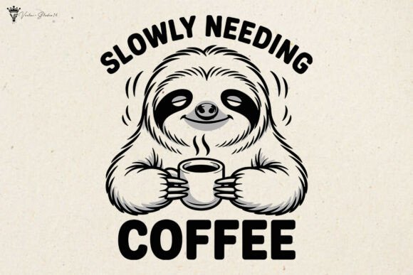 Slowly Needing Coffee Sloth SVG for Crafts and Graphics